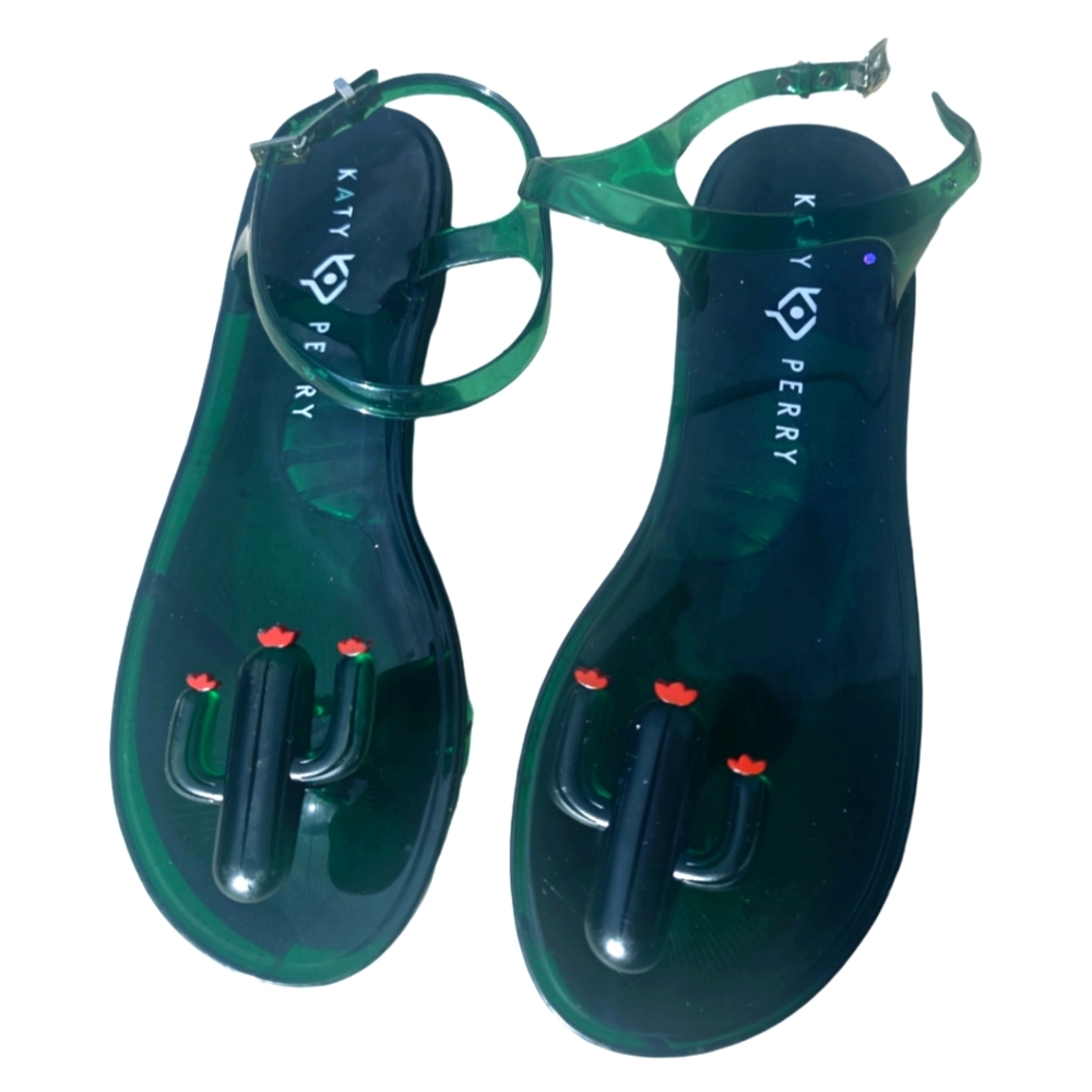 Katy Perry Green Cactus Jelly Sandals Size 8